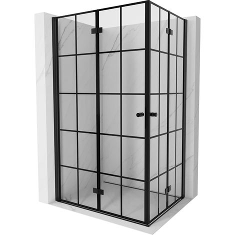 Mexen Mist-F Duo faltbare Duschkabine 100 x 75 cm, schwarzes Gitter, schwarz - 8A6-100L-075P-70-77 (1/5)