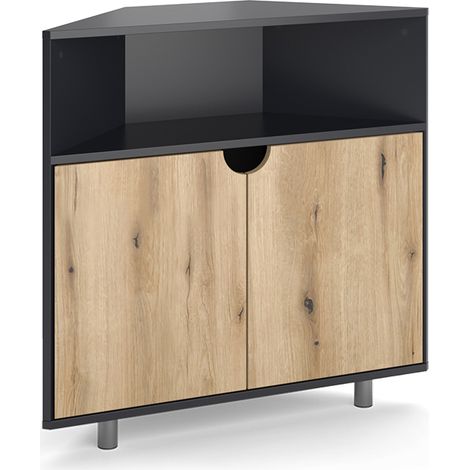 Aparador Inaro, Antracita/roble, 79 x 76 cm con 3 compartimentos, Vicco (1/5)