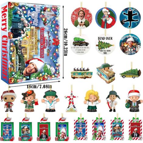 Calendrier de l'Avent Grinch 2025 (boîte surprise), pendentif 2D, décorations pour sapin de Noël (D)