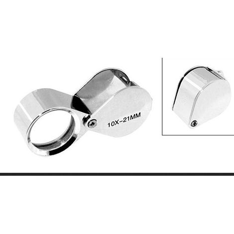 Sollbry Loupe de bijoutier en verre 10x Loupe oculaire en boucle Loupe grossissante Corps en métal Argent (10x21mm) (1/4)