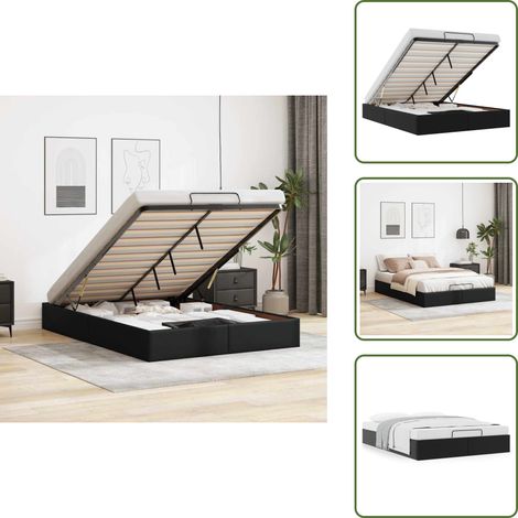 vidaXL Ottoman-Bett ohne Matratze Schwarz 140x200 cm Kunstleder