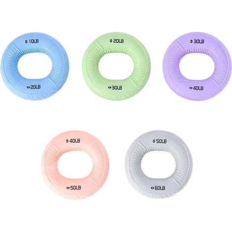 5 Pièces Anneaux d'entraînement, Hand Grip Strengthener, Exerciseur pour Les Doigts Silicone Exercise Rings pour L'entraînement Musculaire, l'escalade et Le Fitness,10 à 60 lb Résistance (1/5)