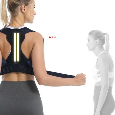 Qiilu Support de dos Correcteur de Posture Réglable Redresseur de Dos Support d'Épaule Arrière pour Hommes Femmes(Noir M) (1/4)