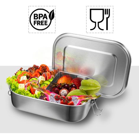 Jiubiaz 800 ml lunch box in acciaio inox sigillato bento lunch box in metallo per una capacità a prova di perdite con scomparti