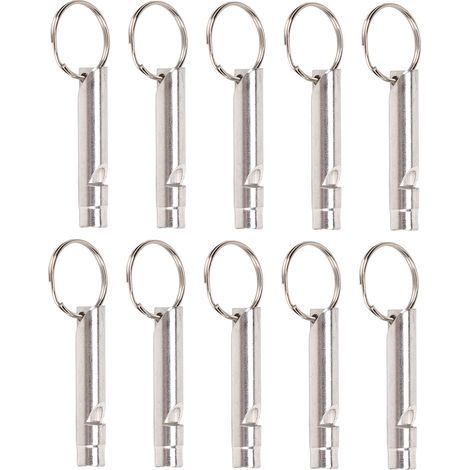 Packung mit 10 ultra-leistungsstarken Notfallpfeifen für die Sicherheit im Freien: ideal zum Wandern, Campen und für das Training von Haustieren (silber).
