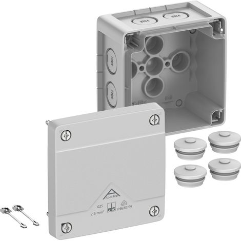 Spelsberg Abzweigkasten, Schutzart IP66/IP67/IP69, max. 2,5², Schlagfestigkeit IK09, Schutzklasse II, Ui 1000V AC, Ui 1000V DC, DLG, DNV, VDE, halogenfrei, 40240001