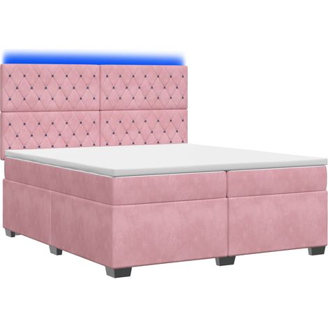 Maison Exclusive - Letto box spring con materasso Rosa 200 x 200 cm Velluto (1/5)