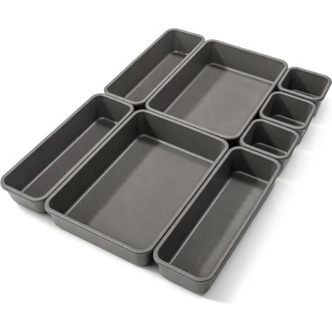 Set of 8 storage boxes - drawer organizer in 3 sizes - storage box for drawers, shelves and cabinets (1/5)