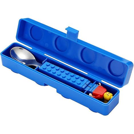 Ensemble de vaisselle en acier inoxydable pour enfants - Couverts colorés en forme de blocs de construction - Comprend une cuillère, une fourchette et un couteau (1/4)