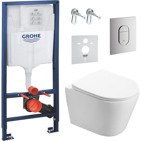 Pack WC Bâti-support + WC SAT Infinitio sans bride fixations invisibles + Plaque + Panneau isolation phonique ArenaInfinitio
