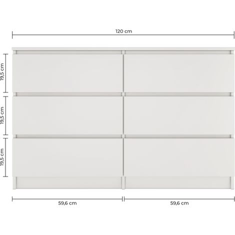 Hucoco – Commode enfant 6 tiroirs 120x77x30cm – Structure en panneaux mélaminés – Glissières silencieuses – Résistante aux rayures et humidité