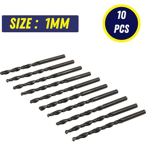 Dapetz ® 10Pcs x 1mm HSS Jobber Drill Bits, Black Twist Drill Bits for Stainless Steel Copper Aluminium Alloy Metal, Wood and Plastics DIN338 (1/5)