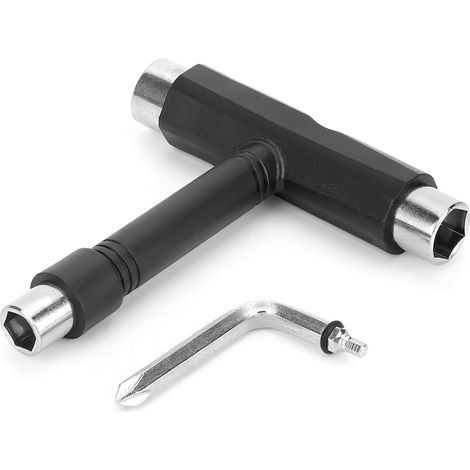 Herramientas para monopatín Llave para monopatín multifuncional todo en uno 2 en 1 Llave en T portátil Destornillador Phillips en forma de L incorporado Accesorios para longboard (1/5)