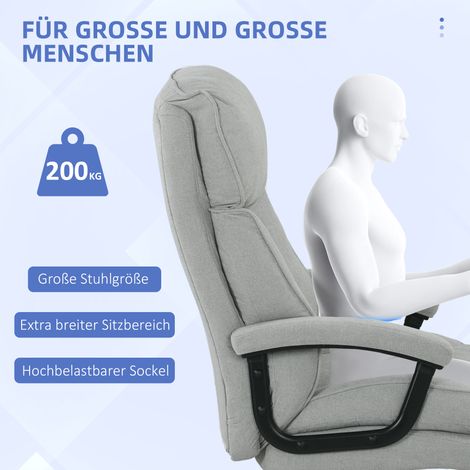 Grand fauteuil de bureau haut, charge max 200 kg, structure renforcée, assise rembourrée, gris clair (1/4)