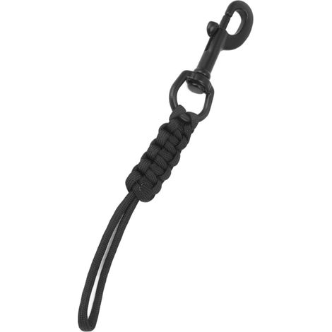 Handgewebtes Taucher-Fangseil, Sicherungsband, Unterwasser-Sicherheitsseil mit Edelstahl-Karabiner, schwarz (1/4)
