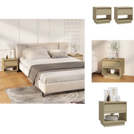 Nachttische 2 Stk. Sonoma-Eiche 45x34x44 cm Holzwerkstoff - Nachttische - Wohnzimmer Dekoration - Holzwerkstoffe Möbel - Sonoma Eichen Design - Beistelltisch (1/5)
