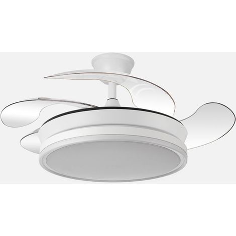 Bayomo Gleichstromventilator 59W Weiß 4 klappbare Flügel 6980 lm 91 cm 3CCT Fernbedienung (1/2)