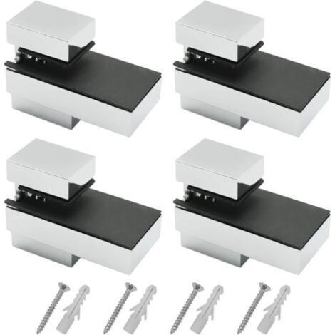Support etagere, 4 Pièces Support etagere verre, Support etagere murale, avec vis, Supports réglables pour étagères en verre en alliage de zinc, épaisseur fixable 3-15mm, pour verre et bois (1/4)