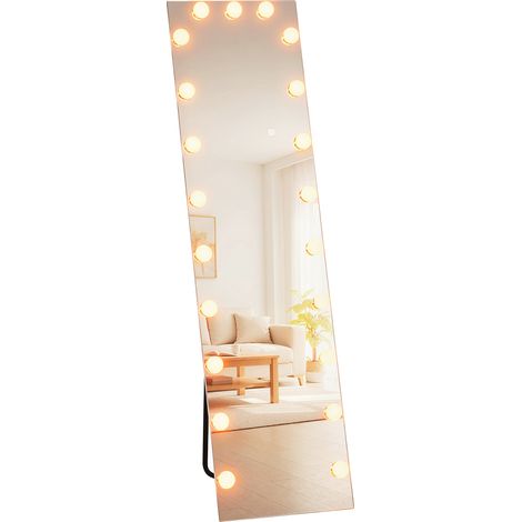 Miroir pleine longueur 150x40cm, miroir sur pied à LED RGB, 21 LED, 7 couleurs de lumière, interrupteur tactile, fonction mémoire.