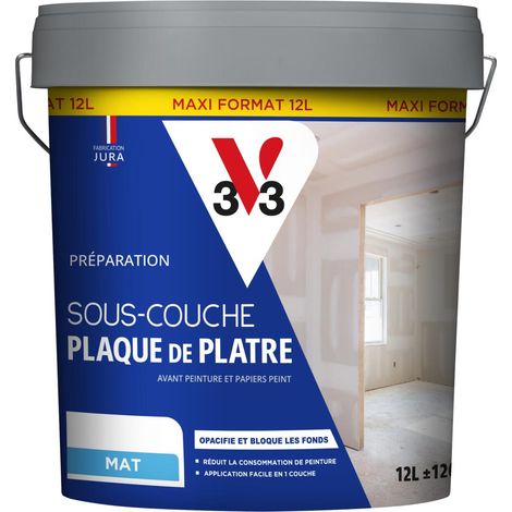 Sous-couche intérieure Plaque de plâtre V33 Blanc Mat 12L (1/4)