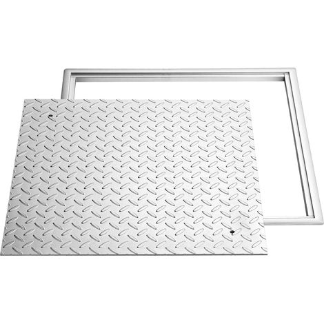 Mophorn Schachtabdeckung mit Rahmen 50 x 50 cm, quadratischer Deckel für Klärgruben, robuster und rutschfester Gullydeckel aus Kohlenstoffstahl für Abflüsse, geeignet für Gehwege, Gärten und Höfe