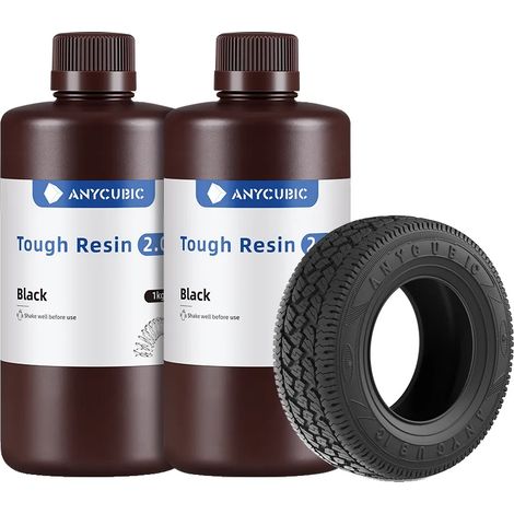 Resina per stampanti 3D, flessibile e ad alta resistenza, compatibile con resina UV, nera, 2 kg. (1/2)