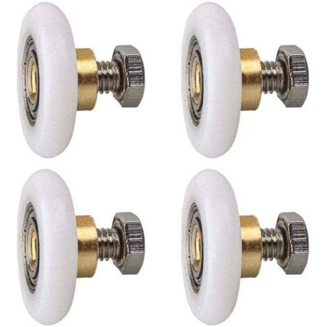 Rodillo para puerta de ducha, rueda para puerta de ducha, rodillos para puerta corredera, rodillo de repuesto para puerta de ducha, 4 piezas (20 mm)