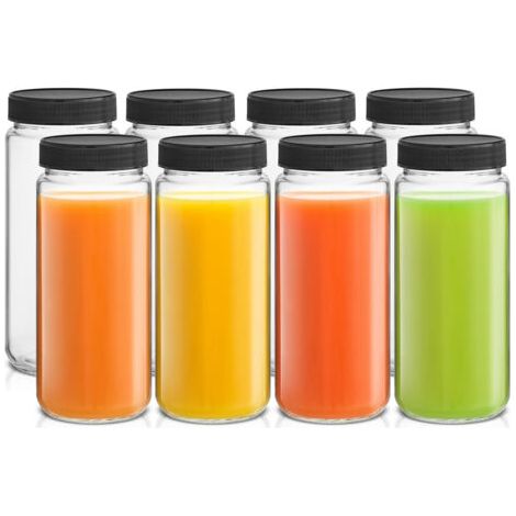 Ein Set aus 8 Glassaftflaschen à 473 ml mit auslaufsicheren Deckeln – perfekt zur Aufbewahrung von Getränken, langlebig, praktisch und handlich. (1/5)