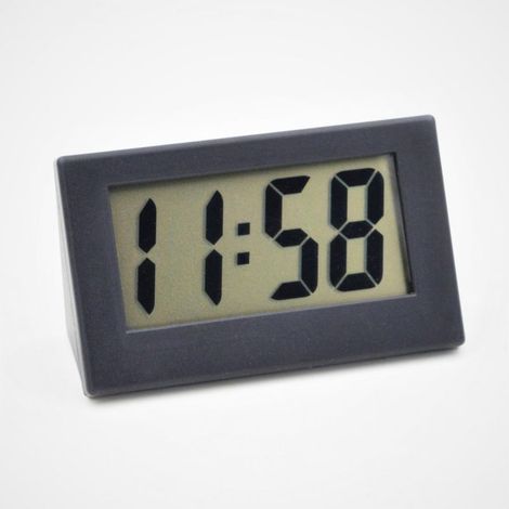 blanc Horloge Digitale, Petite Horloge, Mini, Utilisable Comme Horloge De Voiture Ou Horloge De Table, 5,6x 3 Cm, Revtement En Caoutchouc (1/5)