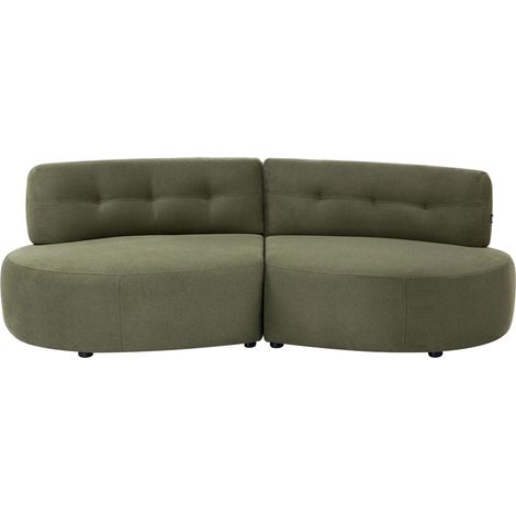 3 Seater Sofa Green Fabric Upholstery Water-Repellent Curved Couch without Armrests Modern Living Room LAERDAL (1/5)