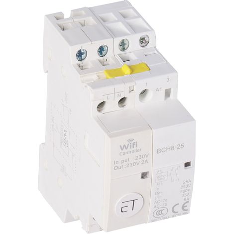 Contacteur de commande WiFi 2NO, contacteur basse tension domestique à télécommande pour maison connectée AC230V25A (1/5)