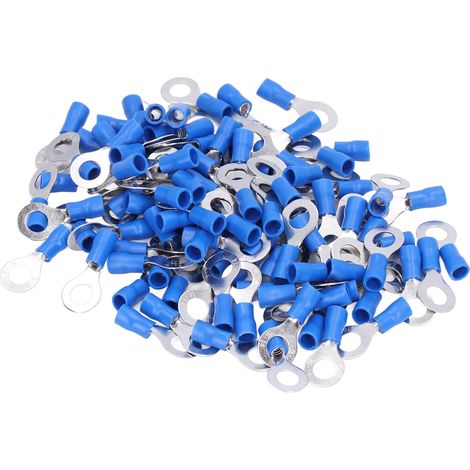 100 cosses annulaires pré-isolées en cuivre et PVC à sertir pour machines, calibre AWG 16-14