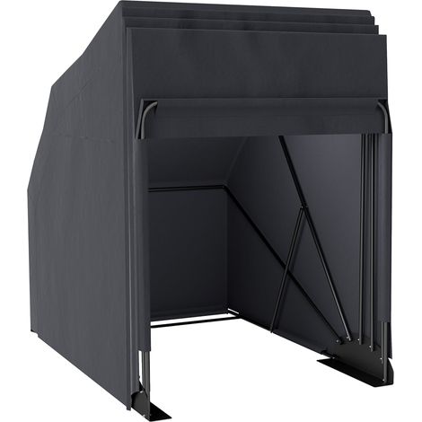 Cobertizo para moto exterior 345 x 135 x 191 cm para 2 motos protección UV retráctil moderno contemporáneo de tela oxford negra 210007195 (1/5)