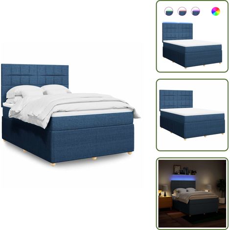 Sommier à lattes de lit avec matelas Bleu 160x200 cm Tissu - Sommier À Lattes De Lit - Sommiers À Lattes De Lit - Lit - Meuble De Chambre À Coucher (1/5)