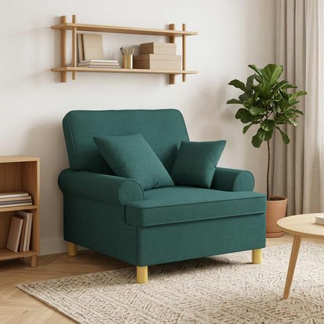 vidaXL Fauteuil XL avec coussins Vert foncé Tissu (1/5)