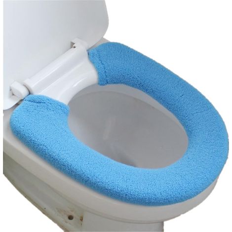 Housse de siège de toilette réchauffante et lavable universellle, bleu, Taille unique (1/5)