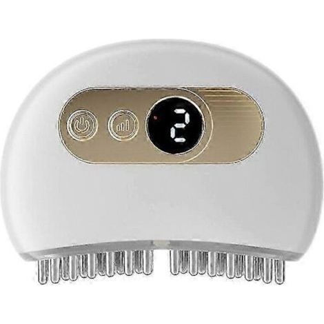 Massage, Vibration und Wärmetherapie zur Linderung von Kiefer- und Nackenschmerzen. Ergonomisches Mehrnadel-Massagegerät für das Kiefergelenk. Weiß. (1/4)