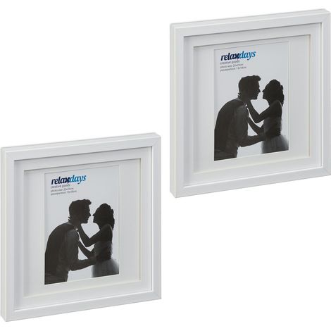 Lot de 2 cadres photo carrés design moderne 27 x 27 x 2,5 cm en plastique noir (1/5)