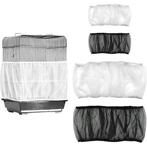 4 Pièces Couverture De Cage à Oiseaux,2 Tailles Couvertures de Cage à Oiseaux,Noir Blanc Filet Cages Oiseaux Housse De Protection en Maille pour Perroquets Aras Cages Rondes et Carrées (1/5)