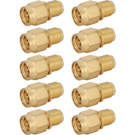 Adaptateur SMA Mâle vers RP-SMA Femelle, lot de 10 connecteurs coaxiaux RF pour conversion d'instruments, kit de raccordement robuste. (1/5)