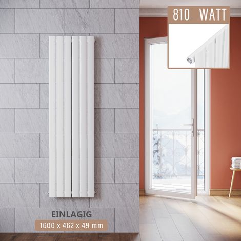 SONNI Design Flach Heizkörper 1600 x 462 mm Weiß Badheizkörper Einlagig Heizkoerper Vertikal Paneelheizkörper (1/5)