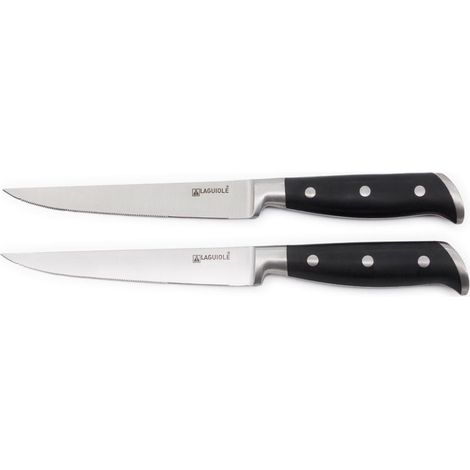 LAGUIOLE CUISSON - 2 couteaux à steak noir 25cm - "Classique"