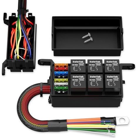 12V 6-way 12 AWG pre-wired waterproof relay box with 6 slots, ATC/ATO fuse block relay panel, universal for automotive and marine applications (1/5)
