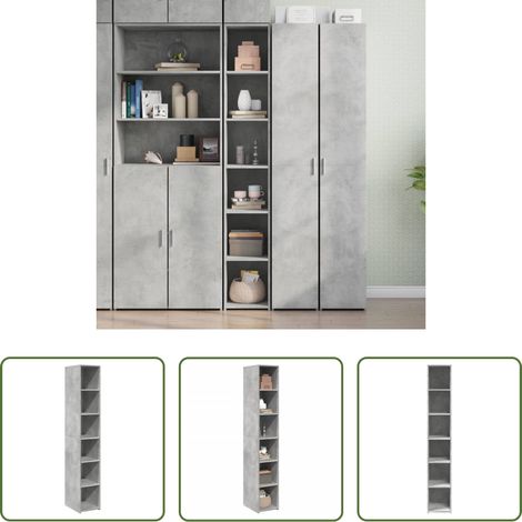 Rangement bois d'ingénierie -  Buffet haut gris béton 30x41x185 cm bois d'ingénierie (1/5)