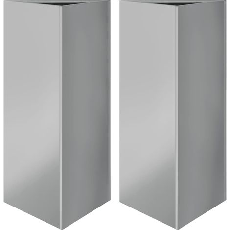Vaso per fioriera aiuola rialzata piante fiori giardino terrazze set da 2 triangolari 40 x 34,5 x 70 cm acciaio zincato argento 020039102