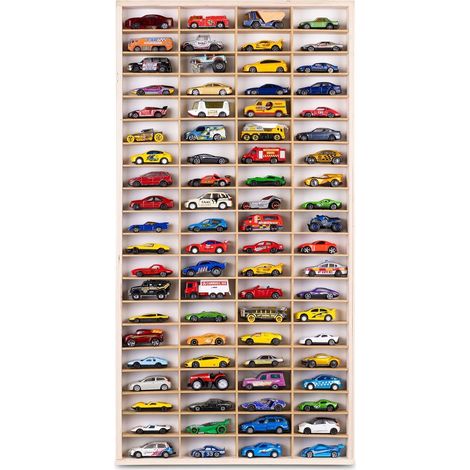 MENSOLA VERTICALE PER MOLLE AUTO 80 POSTI ORGANIZER HOT WHEELS IN LEGNO (1/4)