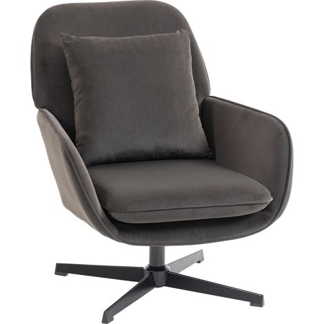 Fauteuil Verretto pivotant velours design élégant confort optimal gris anthracite (1/5)
