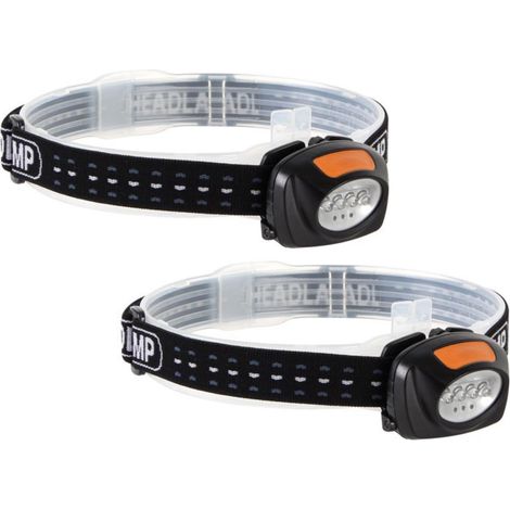 2in1 Stirnlampen SET 4 Weiße 3 Rote LEDs zum Joggen & Camping, Batteriebetrieben (1/4)