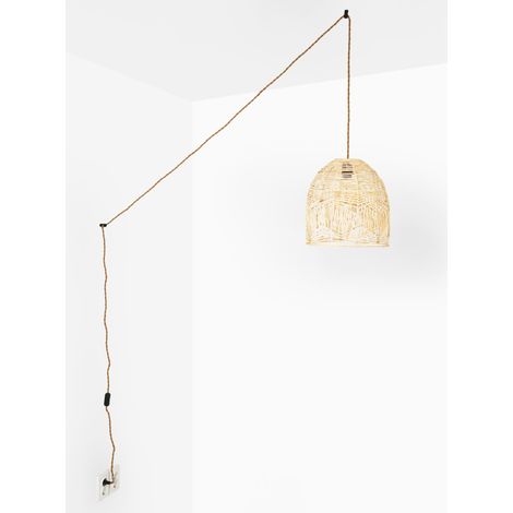 Suspension en osier "NORMA" - Ø35cm - Avec interrupteur et boho chic
