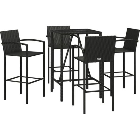 Ensemble de bar de jardin 5 pcs noir résine tressée vidaXL (1/5)